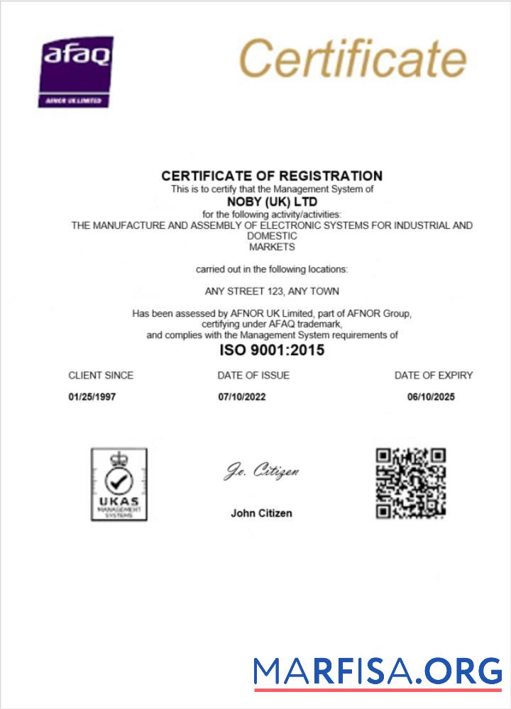 Printable UK Noby Ltd certificate of business registration Word and PDF template